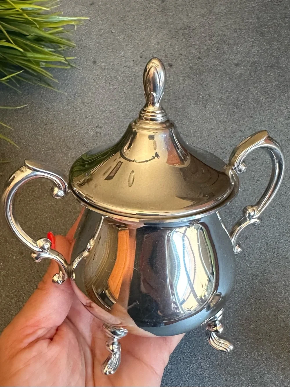 Silver Plated Sugar Bowl with Lid and Handles